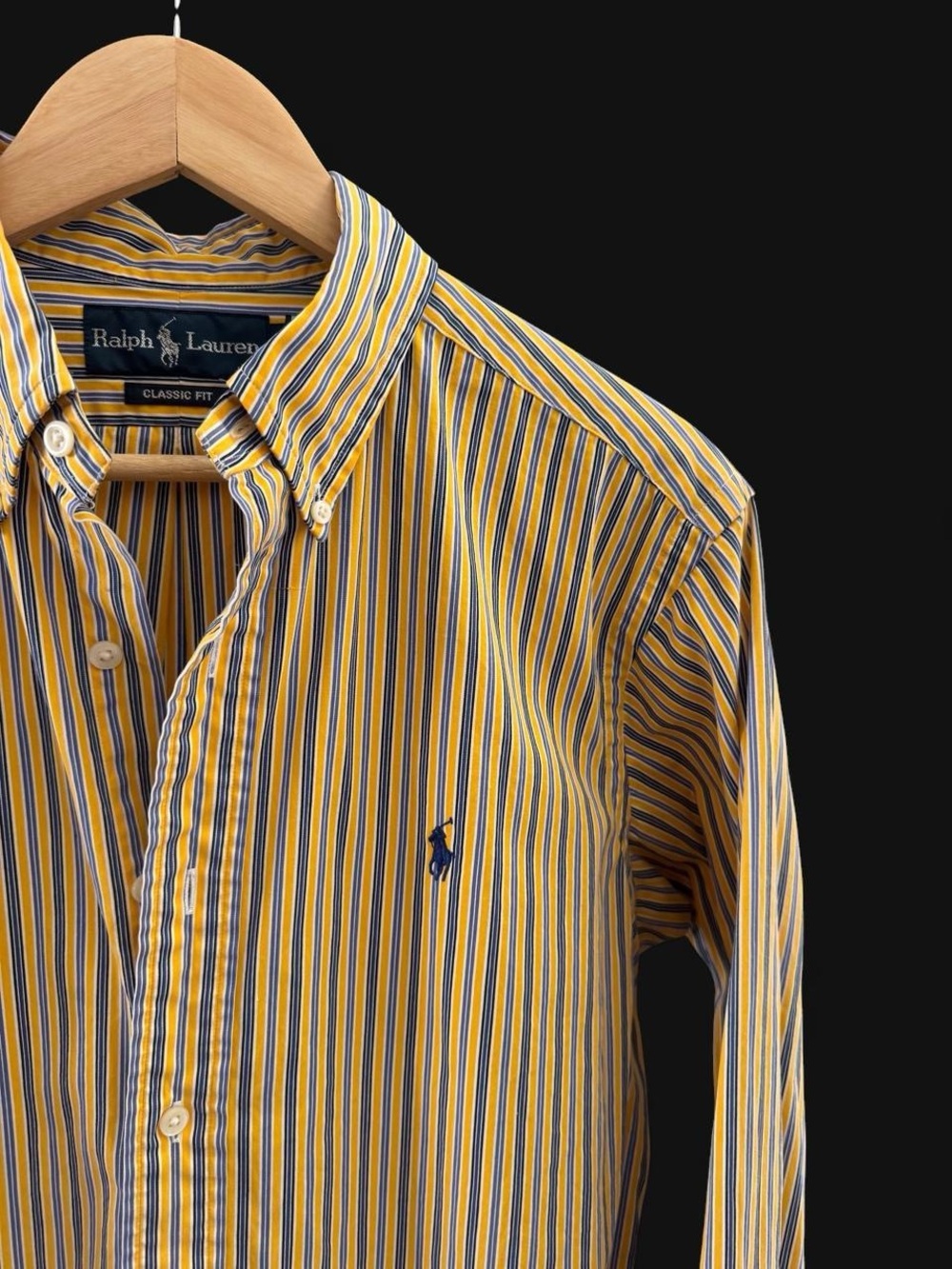 VTG Ralph Lauren Men’s Yellow & Blue Striped Button-Down Shirt